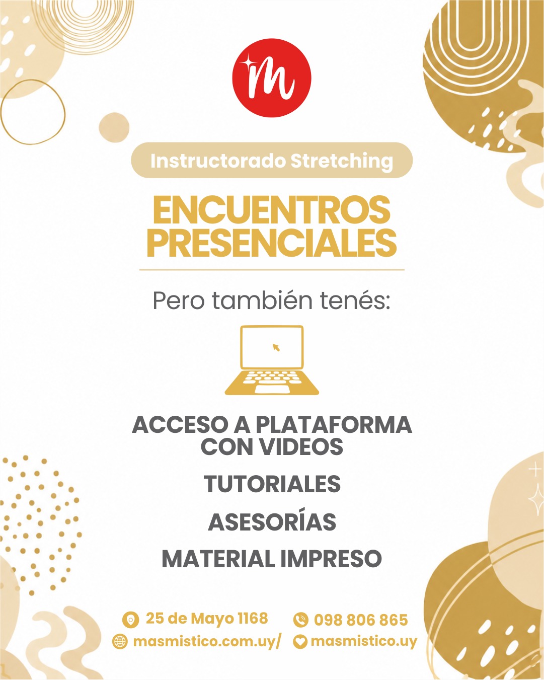 Pieza de difusión con los encuentros presenciales y los materiales incluidos del curso